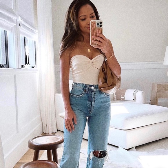 Nude Knit Bandeau Strapless Twist Top - Picture 3 of 3